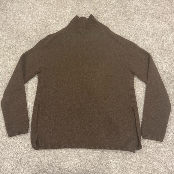 VINCE Wool Yak Blend Turtleneck Stretch Sweater Chocolate Brown Size Small - Picture 4 of 12